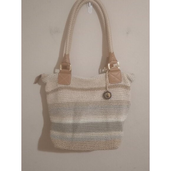 The Sak Women's Handbag Crocheted Hobo Shoulder Purse Brown/Tan Boho Hippie - Picture 1 of 10